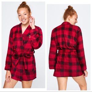NWT VS Pink Red Plaid Bath Robe